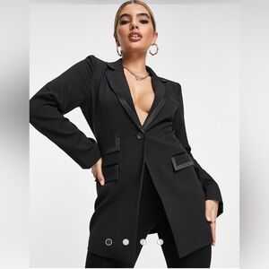 4th & Reckless lapel double pocket tailored blazer set in black